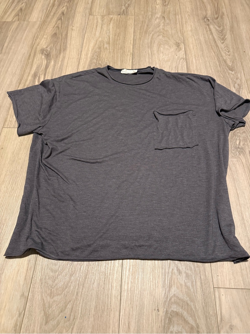 Zenana Outfitters Women's Short Sleeve Pocket Tee - Charcoal Gray - Picture 1 of 3